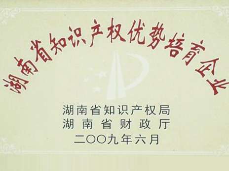 湖南省知識(shí)產(chǎn)權(quán)優(yōu)勢(shì)培育企業(yè)